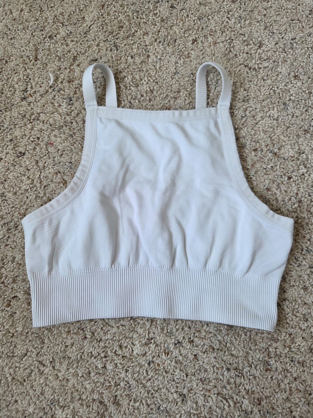 aerie White Ribbed High-Neck Tank Top